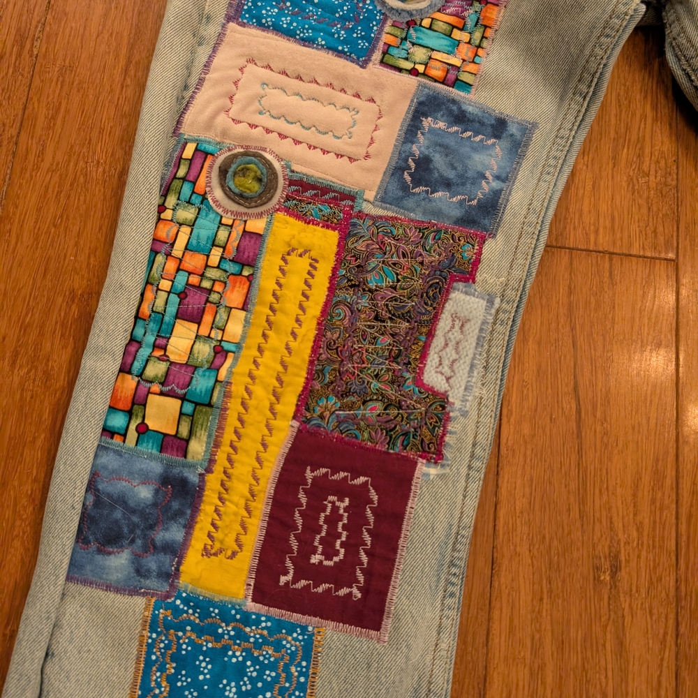 501 Levi's Patchwork Embroidered Bootcut Jeans Be… - image 5